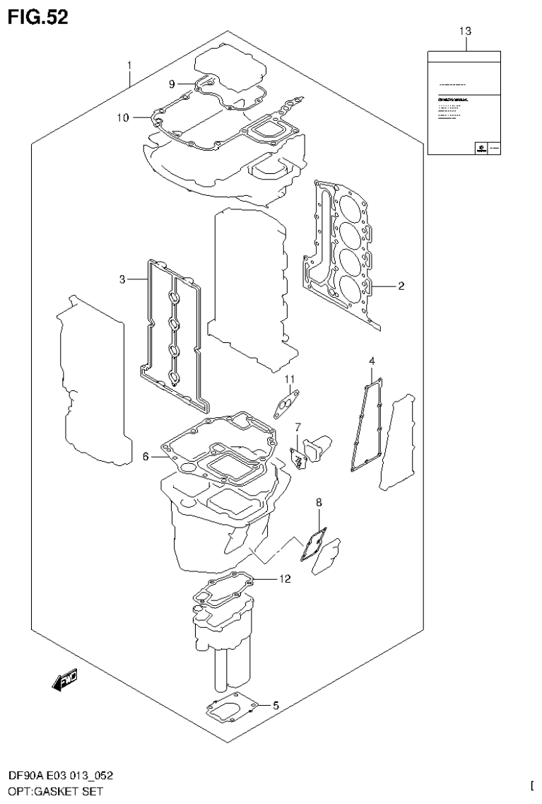 Suzuki DF80A, DF90A OPT:GASKET SET parts diagram